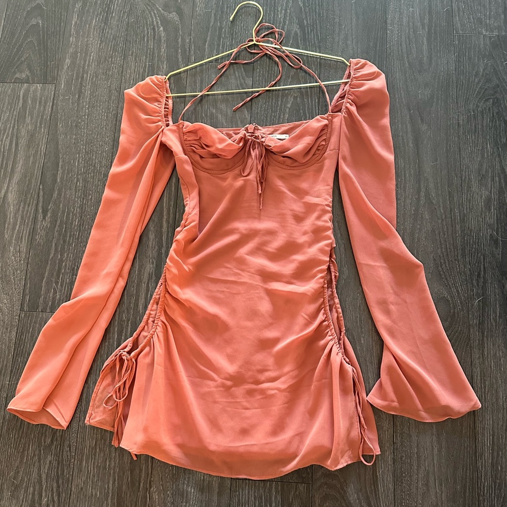 HOUSE OF CB Baby Halter Long Sleeve Mini Dress in Pink